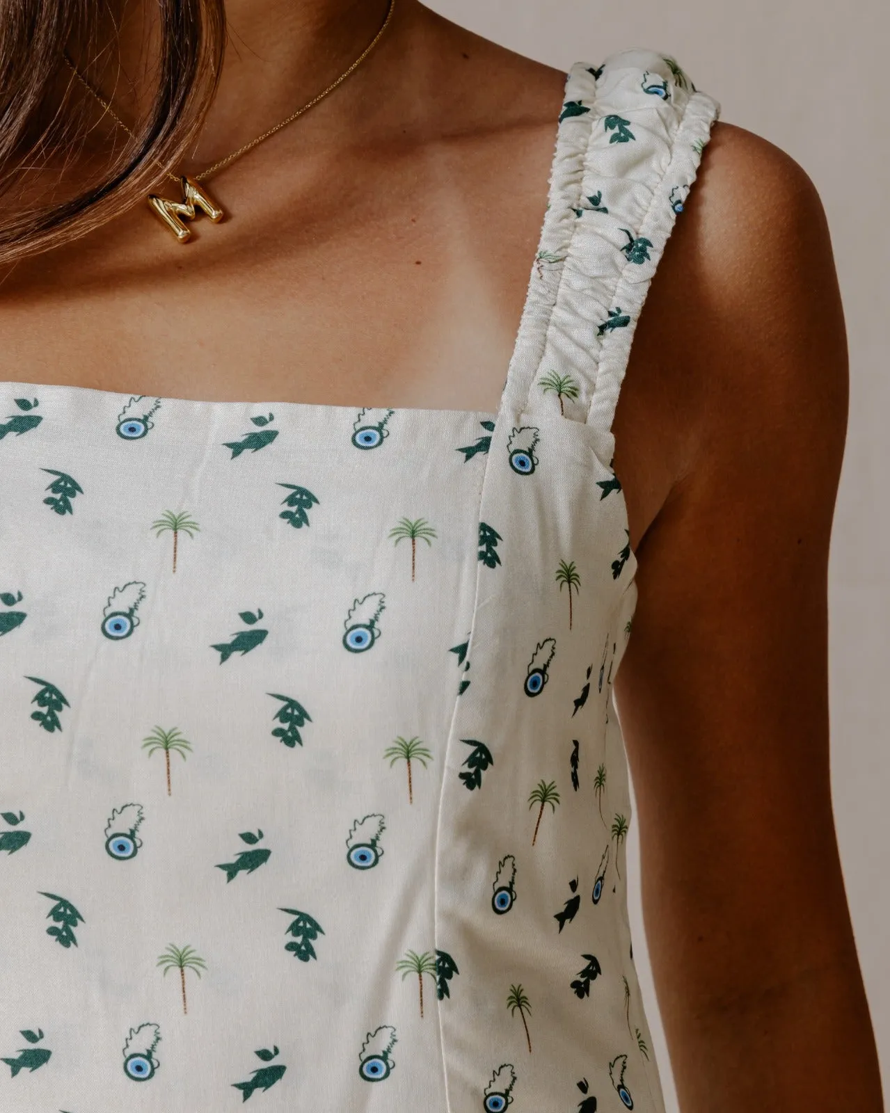 Tropical Nazar Palm Dress Green