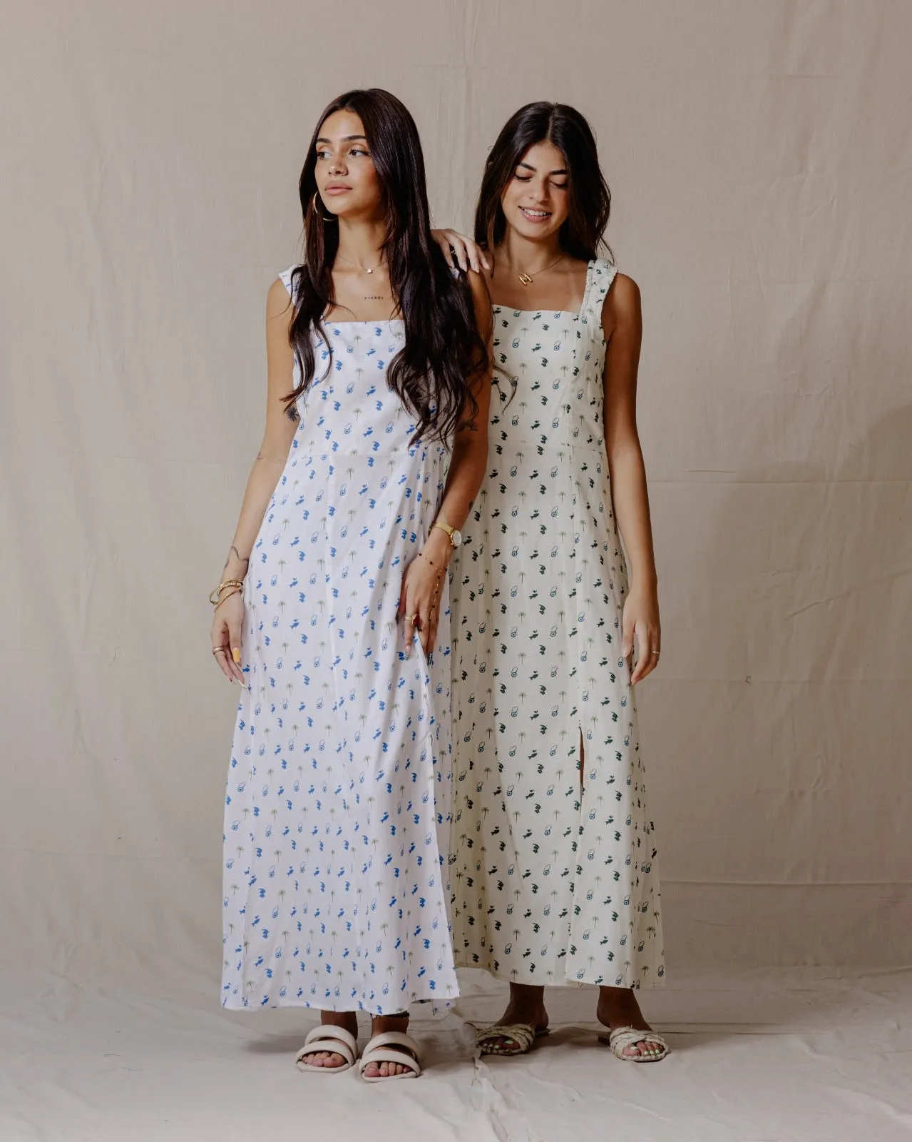 Tropical Nazar Palm Dress Green